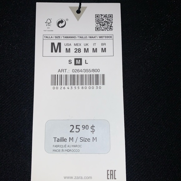 Zara cropped camisole tank, size M, black, NWT - Picture 9 of 11